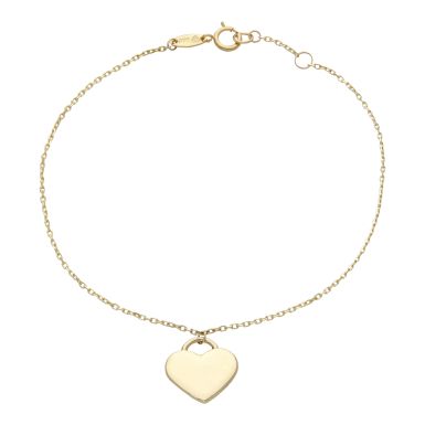 New 9ct Yellow Gold Padlock Heart Charm Drop Bracelet