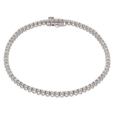 New 9ct White Gold 1.00ct Diamond 7" Tennis Style Bracelet