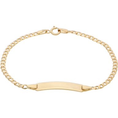 New 9ct Yellow Gold 6 Inch Curb Link Childs Identity Bracelet