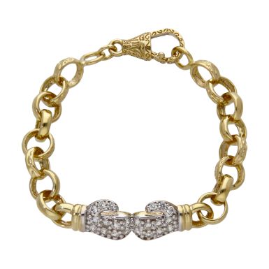 New 9ct Childs 6" Cubic Zirconia Boxing Gloves Belcher Bracelet