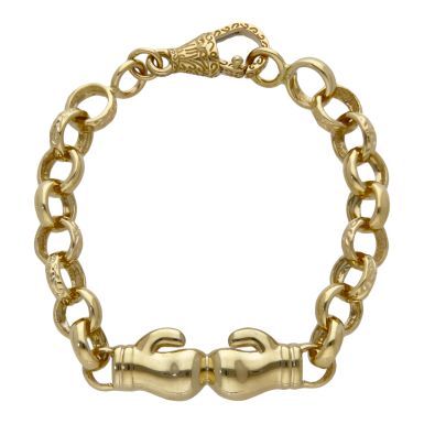 New 9ct Gold Childs 6" Boxing Glove Belcher Link Bracelet 11.4g