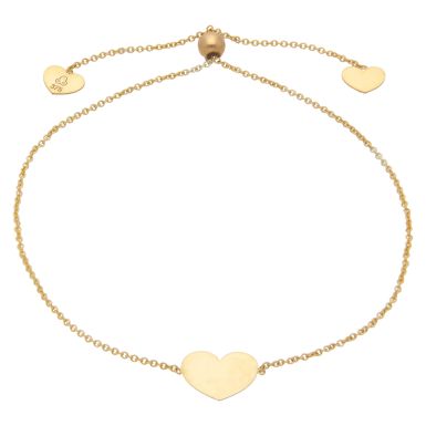 New 9ct Yellow Gold Polished Heart Toggle Bracelet