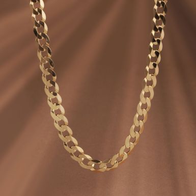 New 9ct Yellow Gold 24 Inch Flat Curb Link Chain Necklace 1.1oz