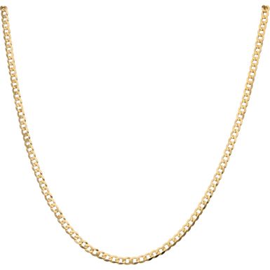 New 9ct Yellow Gold 26" Flat Curb Chain Necklace 7.7g