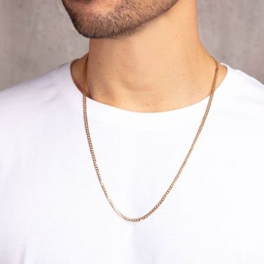 New 9ct Yellow Gold 24 Inch Solid Flat Curb Chain Necklace