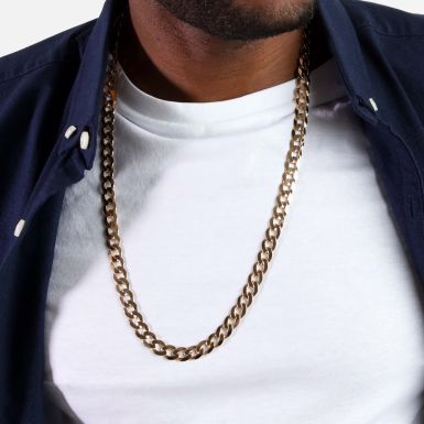 New 9ct Yellow Gold 28 Inch Flat Curb Link Chain Necklace 1.7oz