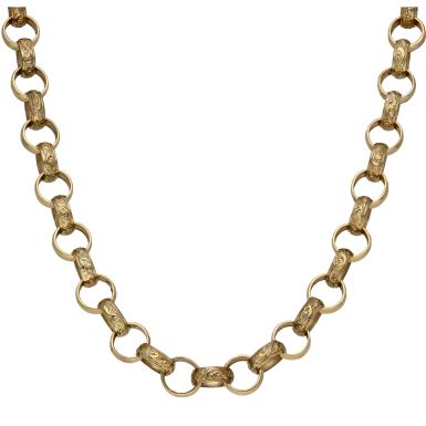 New 9ct Yellow Gold 25" Pattern & Polish Belcher Necklace 2.1oz