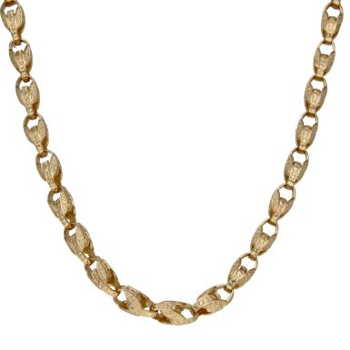 New 9ct Yellow Gold 22" Patterned Tulip Link Chain Necklace 63g