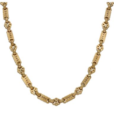 New 9ct Yellow Gold 24" Stars & Bars Chain Necklace 2oz