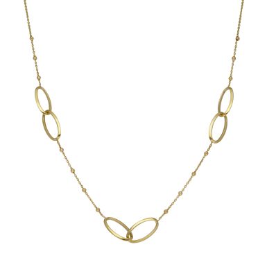 New 9ct Yellow Gold 18" Entwined Oval Linked Beaded Necklace