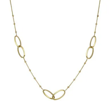 New 9ct Yellow Gold 18" Entwined Oval Linked Beaded Necklace