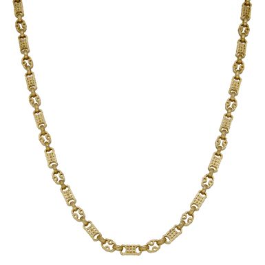 New 9ct Yellow Gold 20" Solid Stars & Bars Link Chain Necklace