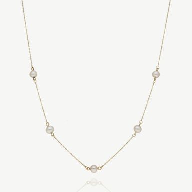New 9ct Yellow Gold FW Cultured Pearl Satellite Necklace
