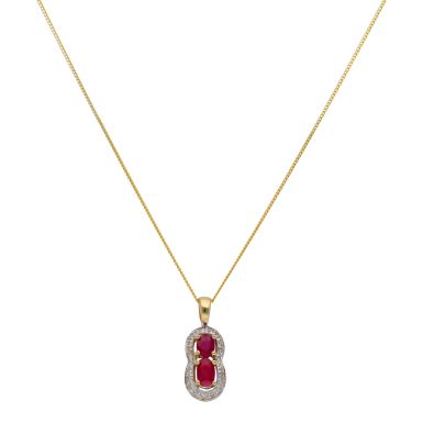 9ct Yellow Gold 0.05ct Diamond Ruby Earrings