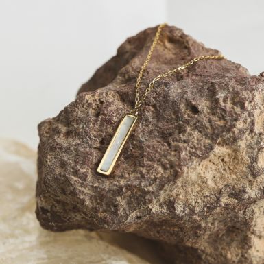 New 9ct Yellow Gold Mother Of Pearl Bar Adjustable Necklace