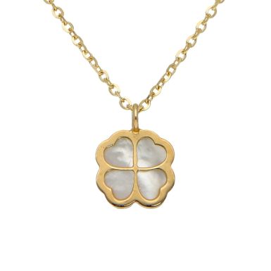 New 9ct Yellow Gold 16" Mother Of Pearl Petal Necklace