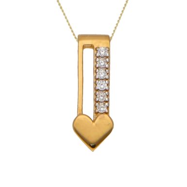 New 9ct Yellow Gold Cubic Zirconia Arrow Heart 18" Necklace