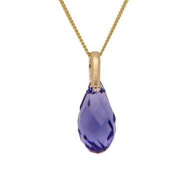 New 9ct Yellow Gold Purple Cubic Zirconia 18" Pendant Necklace