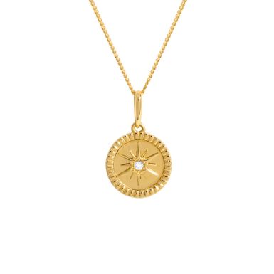 New 9ct Yellow Gold Gemstone Set North Star Pendant Necklace