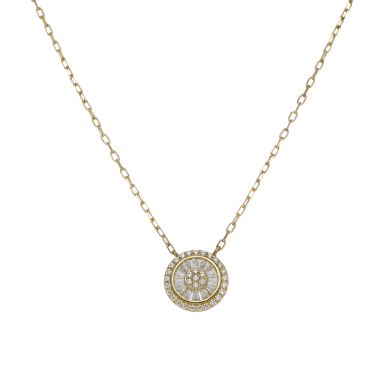 New 9ct Yellow Gold 16" Cubic Zirconia Circle Cluster Necklace