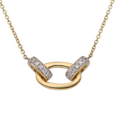New 9ct Yellow Gold Diamond Links 15.5" Necklace