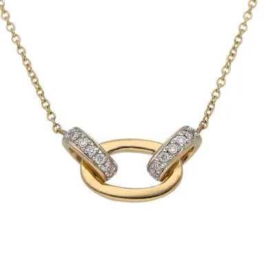 New 9ct Yellow Gold Diamond Links 15.5" Necklace