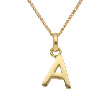 New 9ct Yellow Gold Initial A Pendant & 18" Chain Necklace