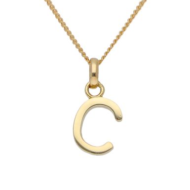 New 9ct Yellow Gold Initial Pendant & 18" Chain Necklace