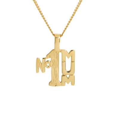 New 9ct Yellow Gold No.1 Mum Pendant & 18" Necklace