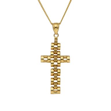 New 9ct Yellow Gold Rolex Style Cross Pendant & 20" Necklace
