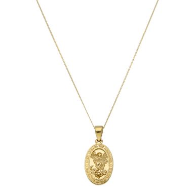 New 9ct Yellow Gold St Michael The Archangel & 18" Necklace