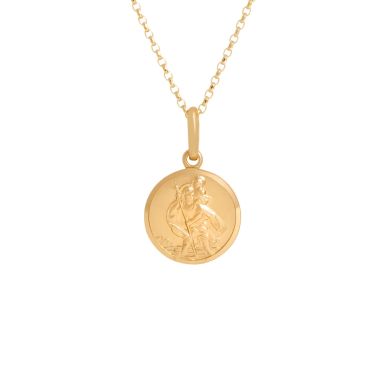New 9ct Yellow Gold St.Christopher Pendant & 18" Necklace