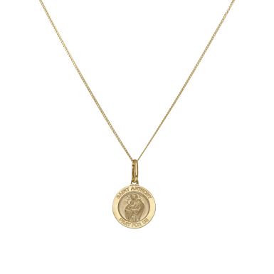 New 9ct Yellow Gold St.Anthony Pendant & 18" Chain Necklace