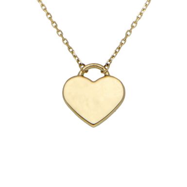 New 9ct Yellow Gold Heart Pendant & 17" Necklace