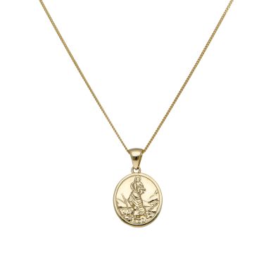 New 9ct Gold 20" Double Sided Oval St Christopher Necklace