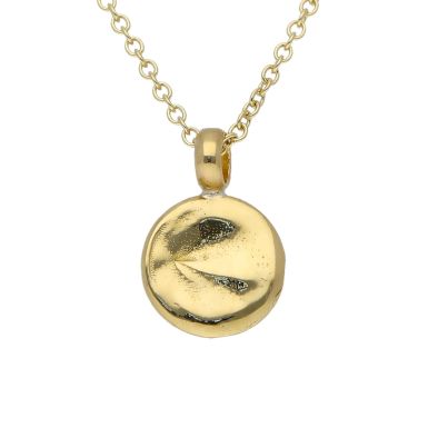 New 9ct Yellow Gold Textured Small Disc Pendant & 18" Necklace