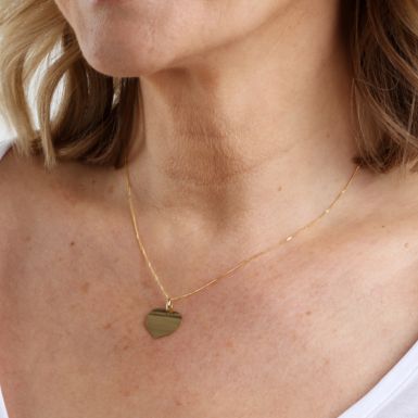New 9ct Yellow Gold Polished Heart Pendant & 18" Chain Necklace