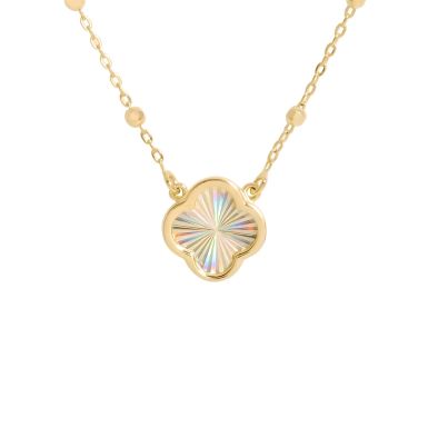 New 9ct Gold 18" Petal Pendant & Beaded Station Necklace