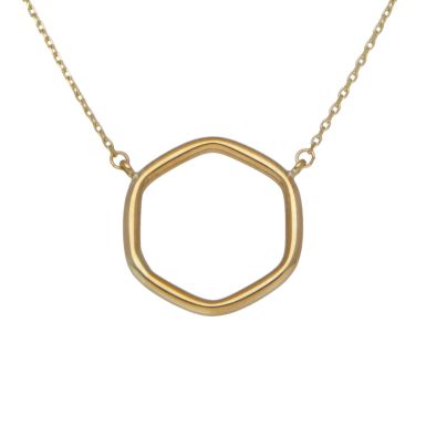 New 9ct Yellow Gold 16" Open Hexagon Necklace