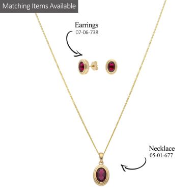 New 9ct Yellow Gold Oval Garnet Necklace and Earrings Set