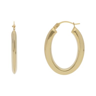 New 9ct Yellow Gold Polished Oval Creole Hoop Earrings