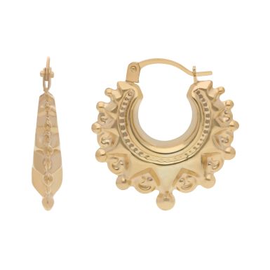 New 9ct Yellow Gold Small Traditional Creole Earrings