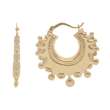 New 9ct Yellow Gold Round Traditional Creole Hoop Earrings
