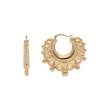 New 9ct Yellow Gold Round Traditional Creole Hoop Earrings