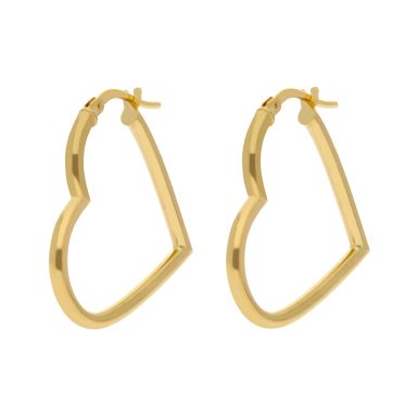 New 9ct Yellow Gold Heart Shaped Creole Earrings