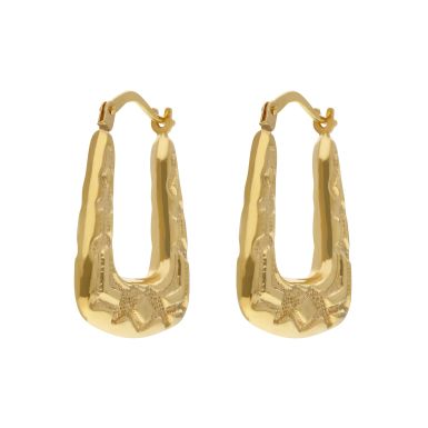 New 9ct Yellow Gold Patterned Handbag Creole Earrings