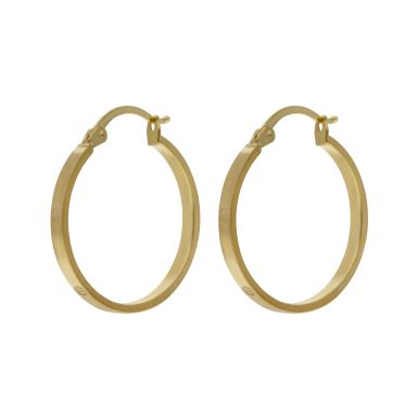New 9ct Yellow Gold 15mm Screw Design Hoop Creole Earrings