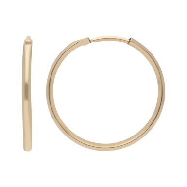New 9ct Gold 17mm Plain Sleeper Style Earrings