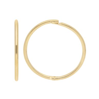 New 9ct Yellow Gold 14mm Plain Hinged Sleeper Earrings
