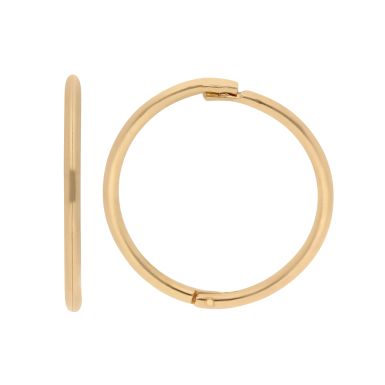 New 9ct Yellow Gold 12mm Plain Hinged Sleeper Earrings